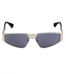 Silver Blue Geometric Sunglasses
