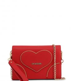 Love Moschino Red Studded Heart Small Crossbody
