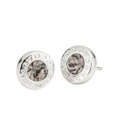 Silver Open Circle Stone Earrings