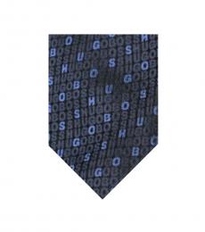 Hugo Boss Navy Blue Logo Print Tie