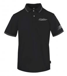Philipp Plein Black Printed Logo Polo