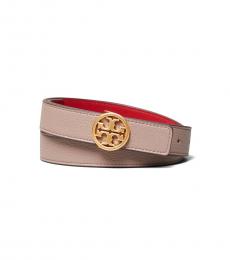 Tory Burch Gray Red Apple Reversible Modish Belt