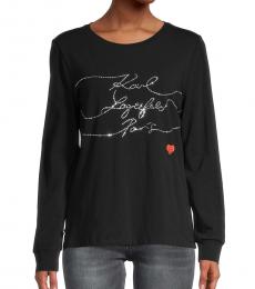 Karl Lagerfeld Black Silver Stripe Long-Sleeve T-Shirt