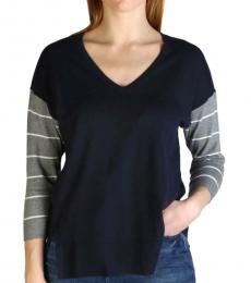 Armani Exchange Navy Crew Neck Contrast Pullover