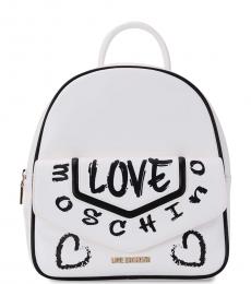 Love Moschino White Logo Small Backpack