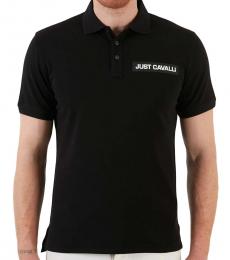 Just Cavalli Black Logo-Print Polo
