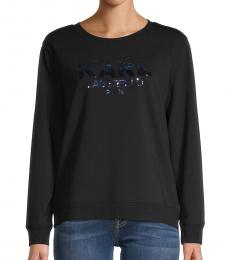 Karl Lagerfeld Black Embellished Logo Cotton-Blend Sweatshirt