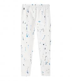Ralph Lauren Girls White Paint-Splatter Jersey Leggings
