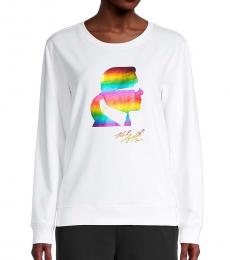 Karl Lagerfeld White Rainbow Rainbow Graphic Sweatshirt