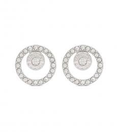 Silver Open Circle Halo Stud Earrings