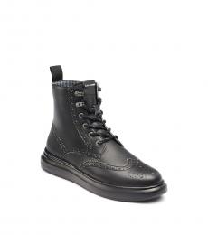 Karl Lagerfeld Black Wingtip Leather Boot