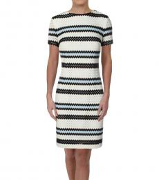 Ralph Lauren Aqua/Navy Chevron Striped Shift Dress