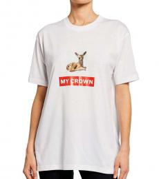 Burberry White Crewneck T-Shirt