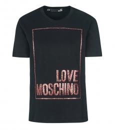 Love Moschino Black Cotton Crewneck T-Shirt