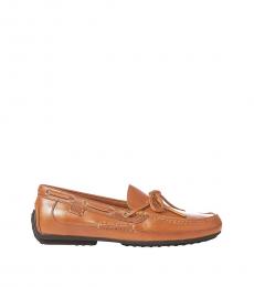 Ralph Lauren Tan Leather Slip On Loafers