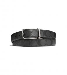 Coach Charcoal-Black Harness Reversible Logo Belt