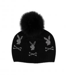 Black Crystals and Fur Beanie