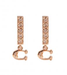 Coach Rose Gold Signature Pave Bar Earrings