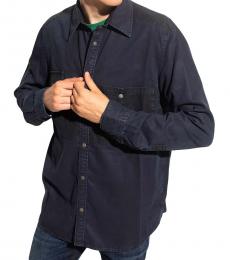 Diesel Dark Blue Breast Pocket Snap Buttons Shirt