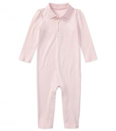 Baby Girls Pink Polo Coverall