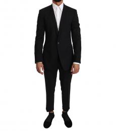 Dolce & Gabbana Black Wool Stretch Gold Suit