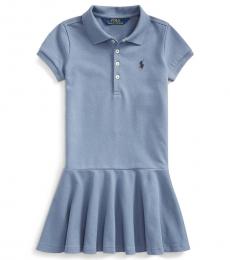 Ralph Lauren Little Girls Capri Blue Mesh Polo Dress
