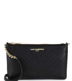 Karl Lagerfeld Black Chevron Quilted Medium Crossbody