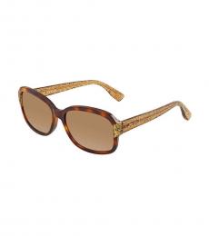 Jimmy Choo Havana-Brown Gradient Rectangular Sunglasses