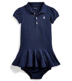 Ralph Lauren Baby Girls Navy Pique Polo Dress