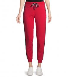 Karl Lagerfeld Red Tapered Logo Jogging Pants