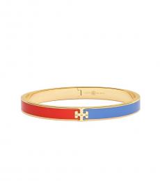 Tory Burch Gold-Red Marina Kira Enameled Slim Bracelet