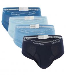 Calvin Klein Blue 4-Pack Low-Rise Hip Briefs
