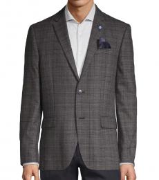 Ben Sherman Dark Grey Plaid Standard-Fit Coat