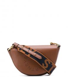 Stella McCartney Brown Logo Saddle Mini Shoulder Bag