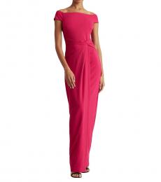 Ralph Lauren Bright Fuchsia Crepe Off-the-Shoulder Dress