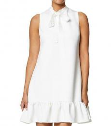 Betsey Johnson White Petite Tie Neck Shift Dress