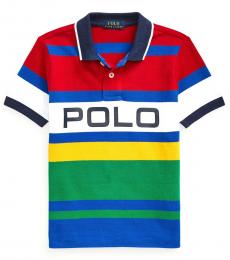 Ralph Lauren Little Boys Red Striped Mesh Polo