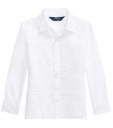 Ralph Lauren Little Girls White Eyelet Cotton Broadcloth Tunic