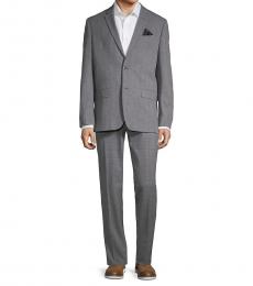 Ben Sherman Grey Slim-Fit Plaid Notch Lapel Suit