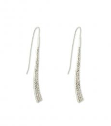 Silver Curved Bar Linear Drop Earrings