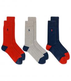 Ralph Lauren Multicolor Ribbed Heel Toe 3 Pack