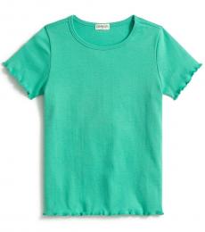 J.Crew Girls Venetian Green Lettuce-Edge T-Shirt