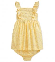 Ralph Lauren Baby Girls Yellow Multi Ruffled Dress