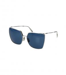 Blue Silver Square Sunglasses