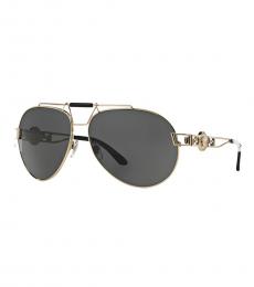 Versace Golden Grey Aviator Sunglasses