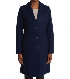 Navy Blue Single Breasted Tailored Coat
