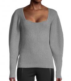 Dark Grey Bishop-Sleeve Sweater