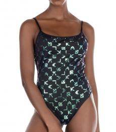Karl Lagerfeld Black Printed One Piece Swimsuit