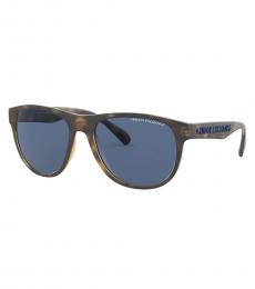 Armani Exchange Brown Blue Rectangular Sunglasses