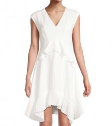 BCBGMaxazria Off White V-Neck Flutter Dress